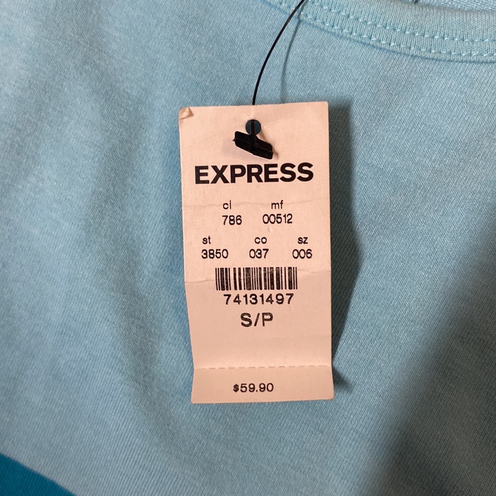 Express Blue Ombre Striped Midi Dress Sleeveless Colorblock Bodycon NWT SIZE S - Picture 3 of 5